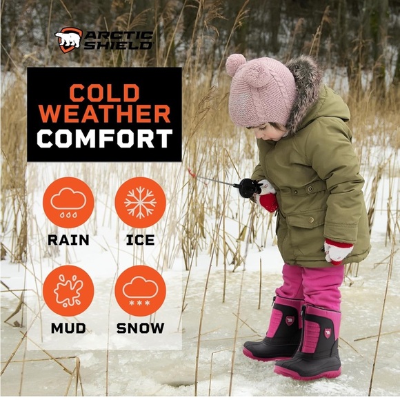 Arctic Shield Warm Insulated Waterproof Durable Easy On/Off Winter Snow Boots 5T - Picture 4 of 8